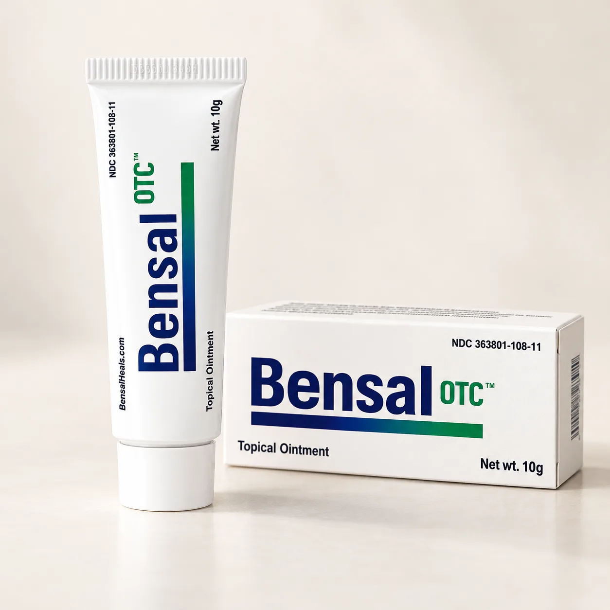 Bensal OTC 10 g tube standing beside its carton