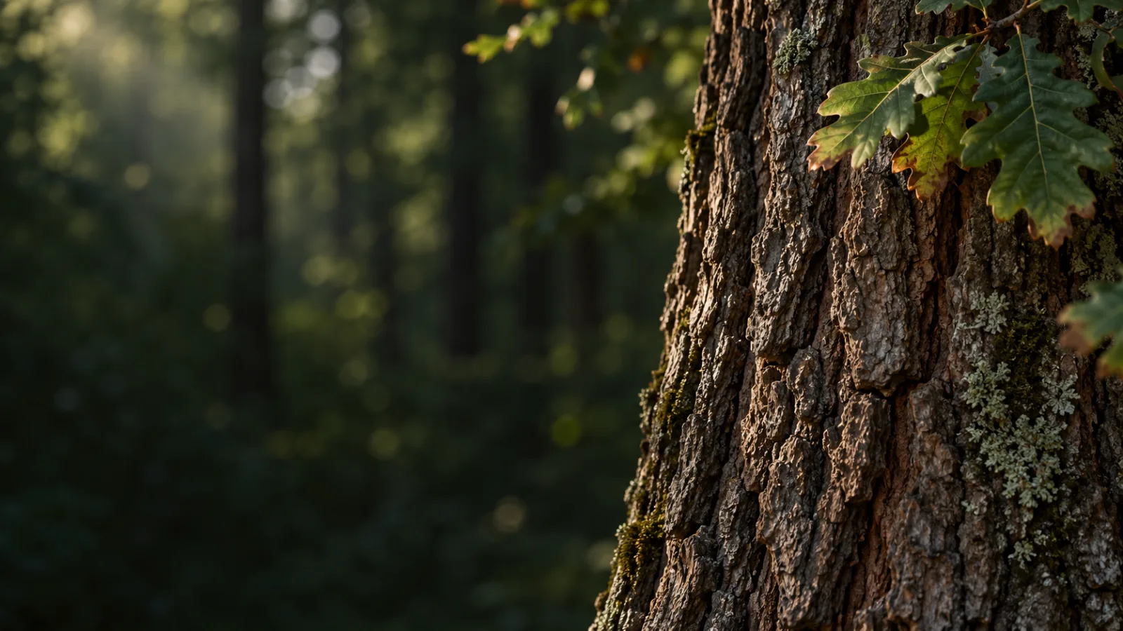 Red oak bark in a forest